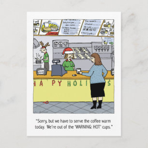 Warm Coffee Holiday Funny Cartoon Christmas Xmas Postcard