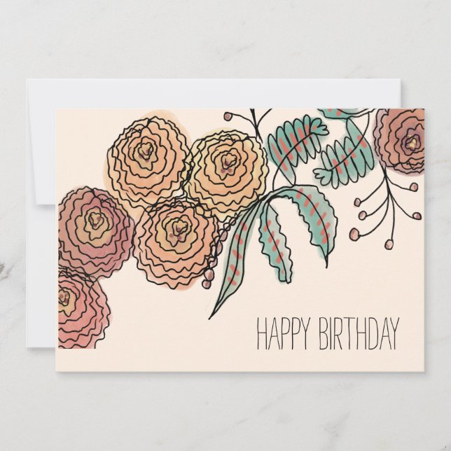 Warm Color Carnation Flower Botanical Art Card (Front)