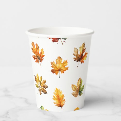 Warm Color Fall Autumn Leaves Paper Cups