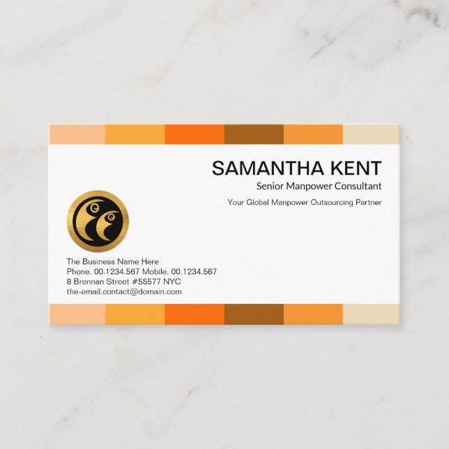 Warm Color Palette Stripes Manpower Recruitment Business Card (Front)