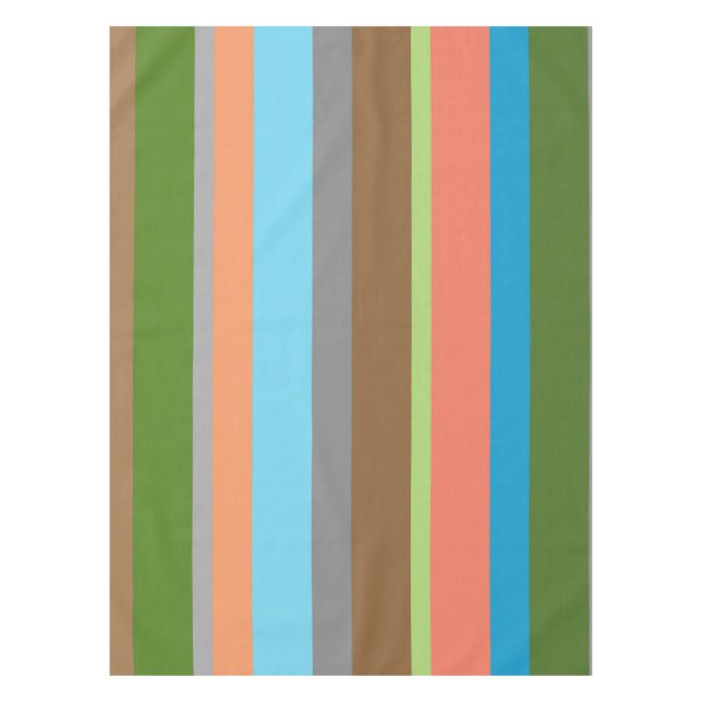 Warm color tones striped Tablecloth (Front)