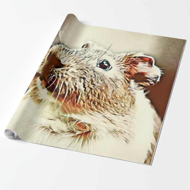 warm colored animal guinea pig wrapping paper (Unrolled)