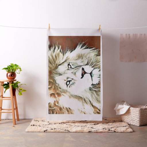 warm colored animal lion fabric
