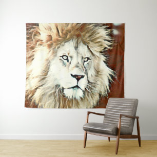 warm colored animal lion tapestry