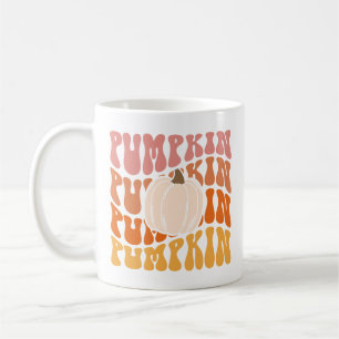 Warm Colored Fall Retro Pumpkin Text Coffee Mug