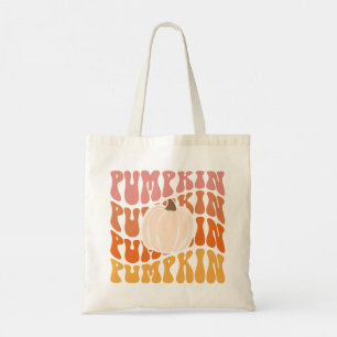 Warm Colored Fall Retro Pumpkin Text Tote Bag