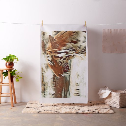warm colored swimming tiger fabric