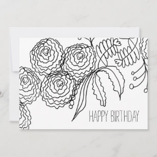 Warm Coloring Carnation Flower Botanical Art Card