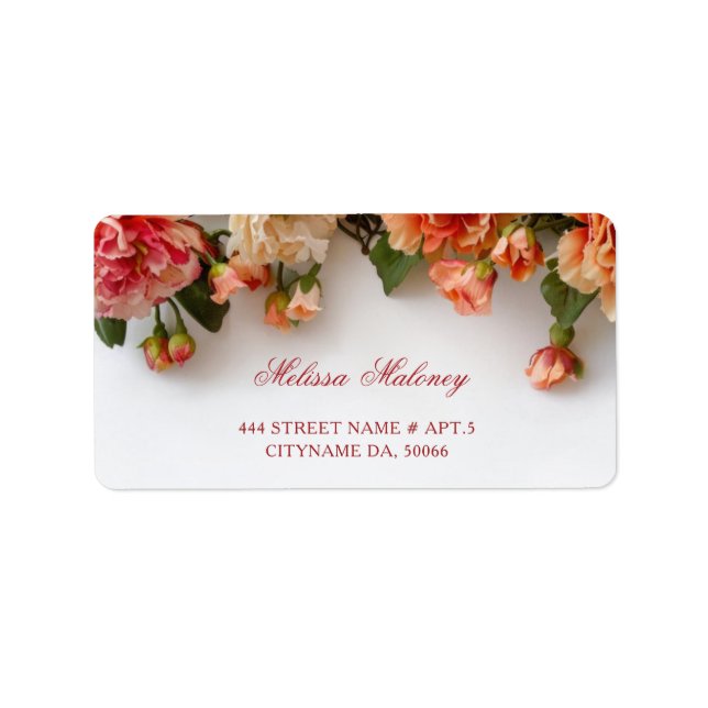 Warm Colors 3D Flowers |  Wedding Label (Front)