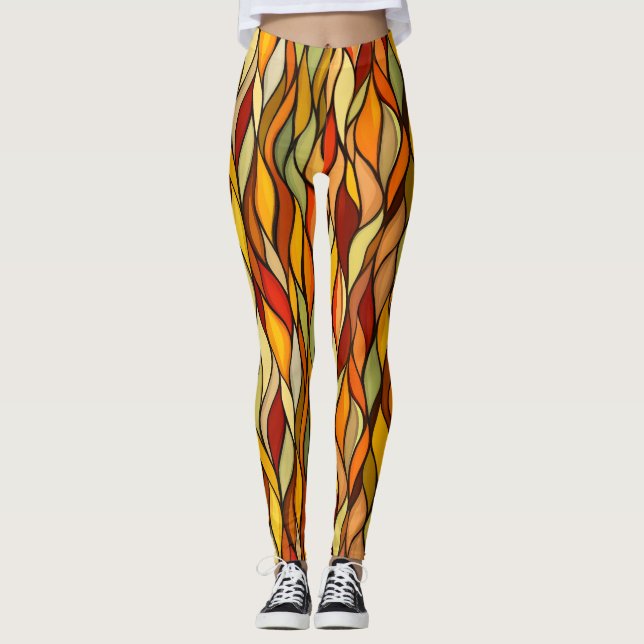 Warm Colors Abstract Fall Leggings (Front)