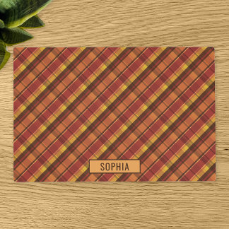 Warm Colors Autumn Plaid Pattern With Custom Text Placemat