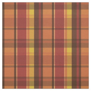Warm Colors Autumn Theme Plaid Pattern Fabric
