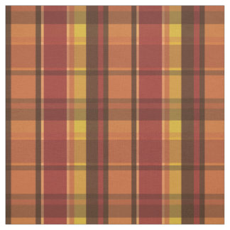 Warm Colors Autumn Theme Plaid Pattern Fabric