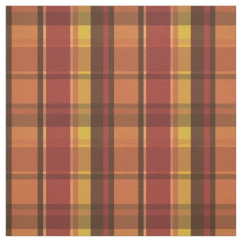 Warm Colors Autumn Theme Plaid Pattern Fabric