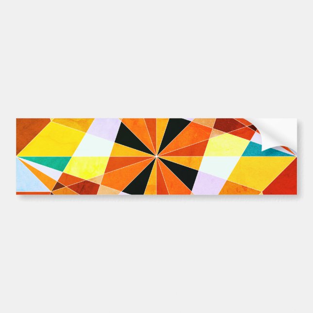 Warm Colors Cool Angular Geometric Shapes Bumper Sticker (Front)