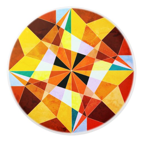 Warm Colors Cool Angular Geometric Shapes Ceramic Knob
