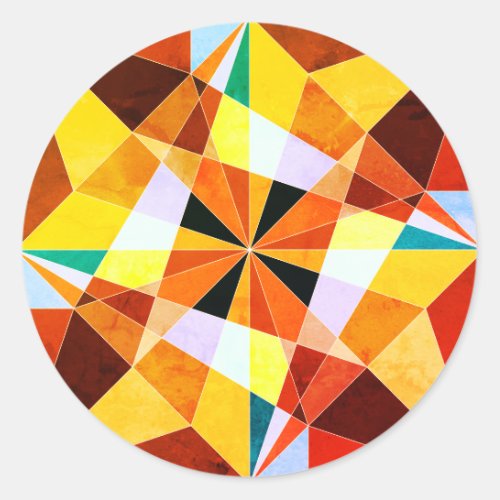 Warm Colors Cool Angular Geometric Shapes Classic Round Sticker