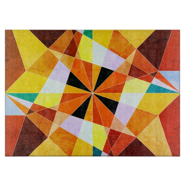 Warm Colors Cool Angular Geometric Shapes Cutting Board (Front)