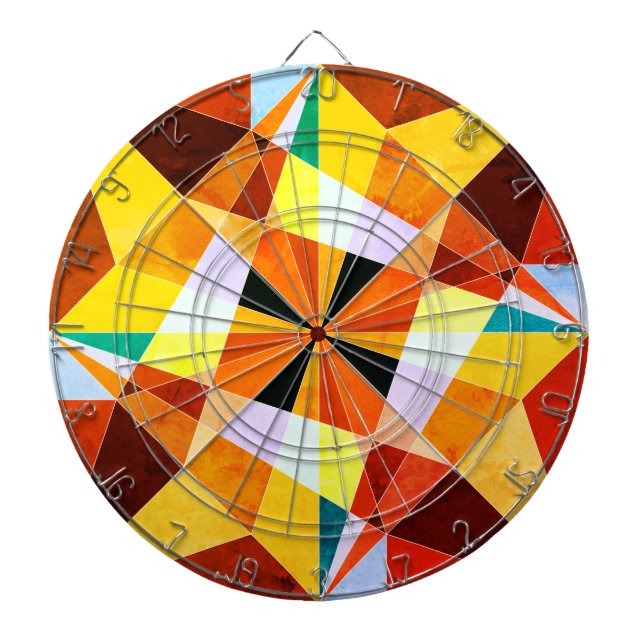 Warm Colors Cool Angular Geometric Shapes Dartboard (Front)