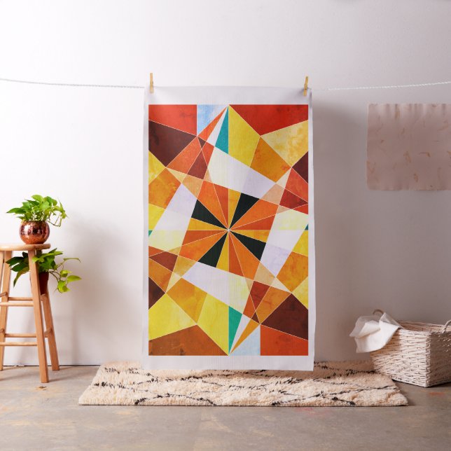 Warm Colors Cool Angular Geometric Shapes Fabric (In Situ)