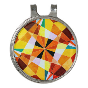 Warm Colors Cool Angular Geometric Shapes Golf Hat Clip