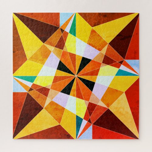 Warm Colors Cool Angular Geometric Shapes Jigsaw Puzzle