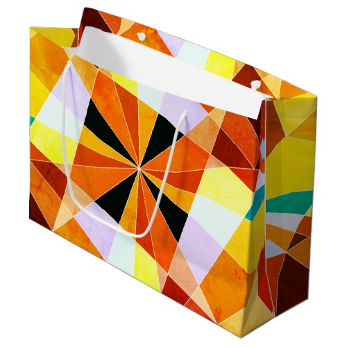 Warm Colors Cool Angular Geometric Shapes Large Gift Bag