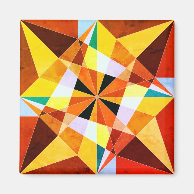 Warm Colors Cool Angular Geometric Shapes Magnet (Front)