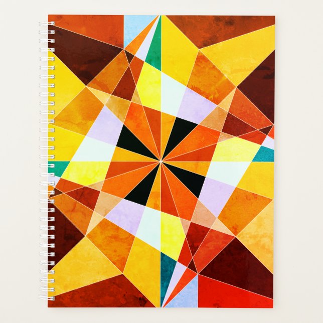 Warm Colors Cool Angular Geometric Shapes Planner (Front)