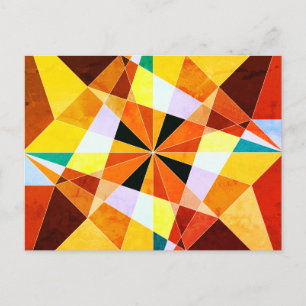 Warm Colors Cool Angular Geometric Shapes Postcard