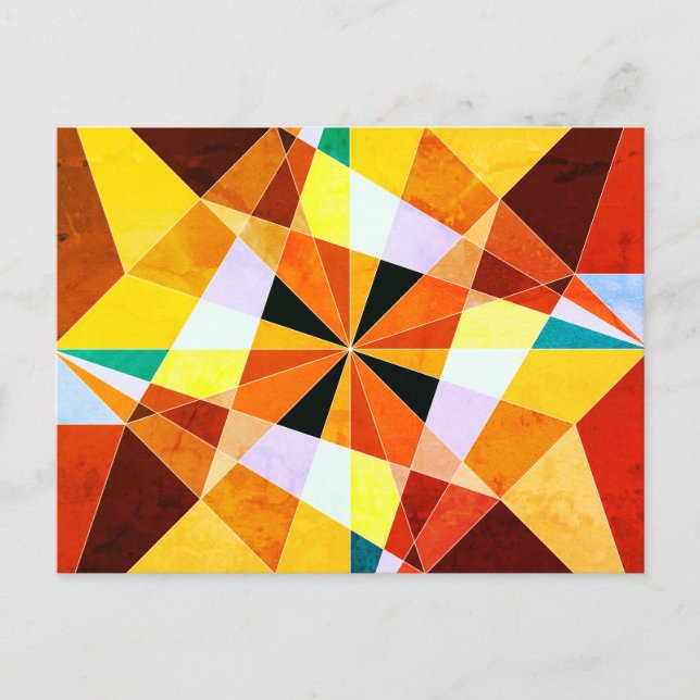 Warm Colors Cool Angular Geometric Shapes Postcard (Front)