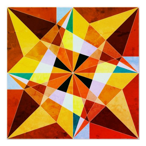 Warm Colors Cool Angular Geometric Shapes Poster