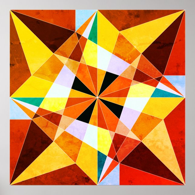 Warm Colors Cool Angular Geometric Shapes Poster (Front)