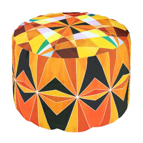 Warm Colors Cool Angular Geometric Shapes Pouf