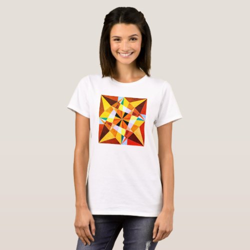 Warm Colors Cool Angular Geometric Shapes T_Shirt