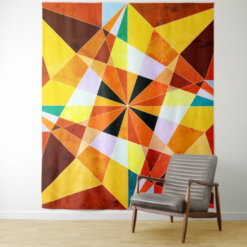 Warm Colors Cool Angular Geometric Shapes Tapestry