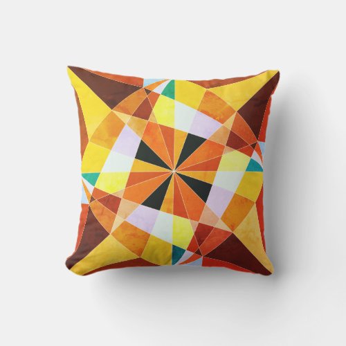 Warm Colors Cool Angular Geometric Shapes Throw Pillow