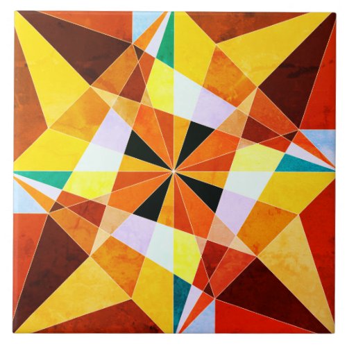 Warm Colors Cool Angular Geometric Shapes Tile