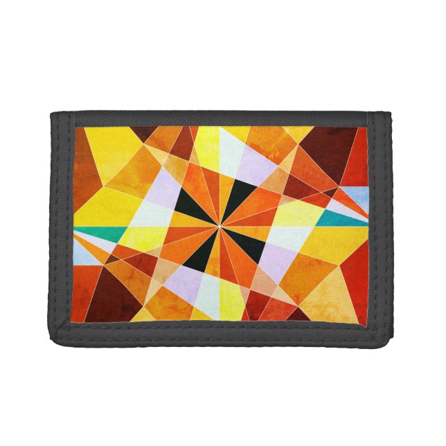 Warm Colors Cool Angular Geometric Shapes Tri-fold Wallet (Front)