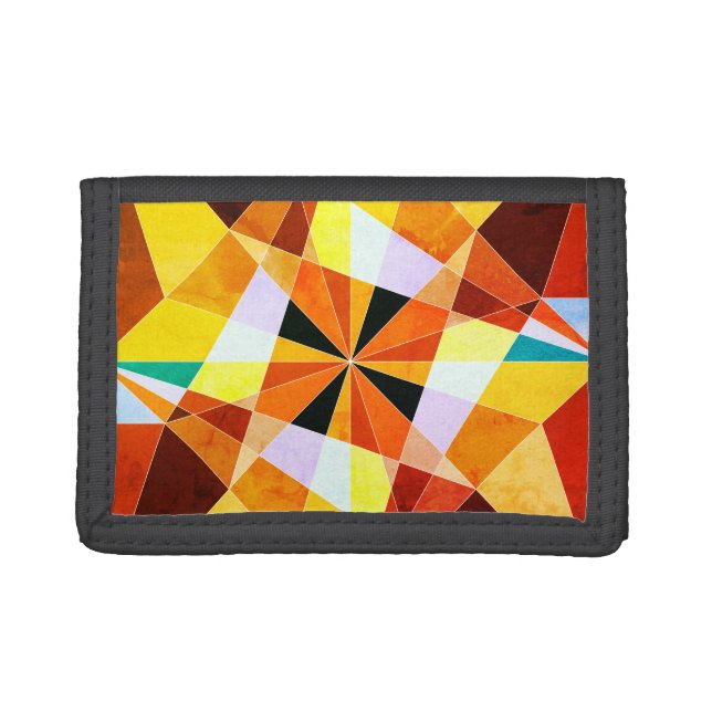 Warm Colors Cool Angular Geometric Shapes Trifold Wallet (Front)