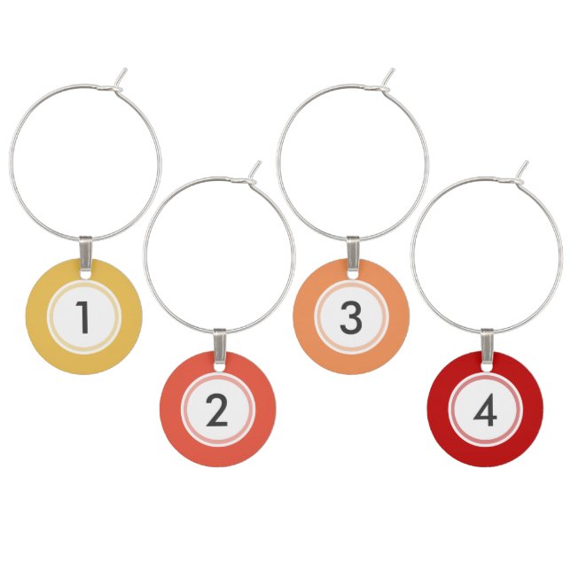 Warm Colors Custom Set of 4 Wine Charms (Staggered)