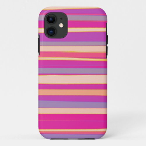 Warm colors diagonal stripes graphic art 2 iPhone 11 case