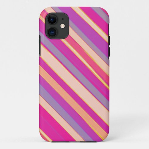 Warm colors diagonal stripes graphic art iPhone 11 case