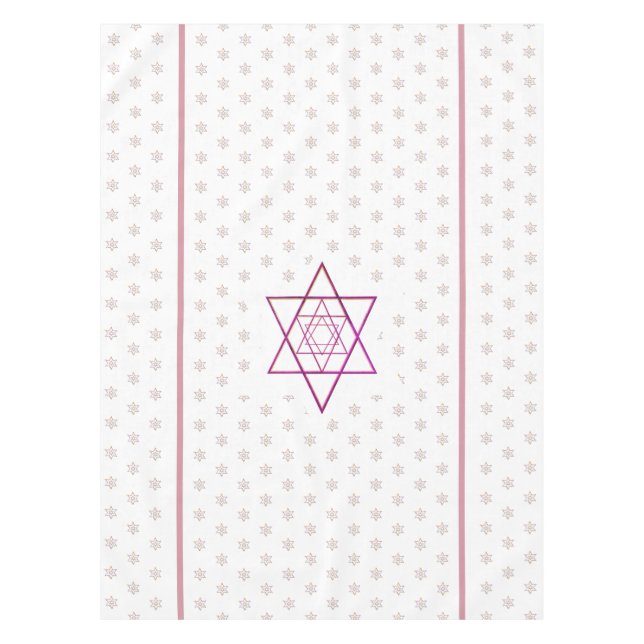  Warm Colors Jewish Holiday Stars Tablecloth (Front)