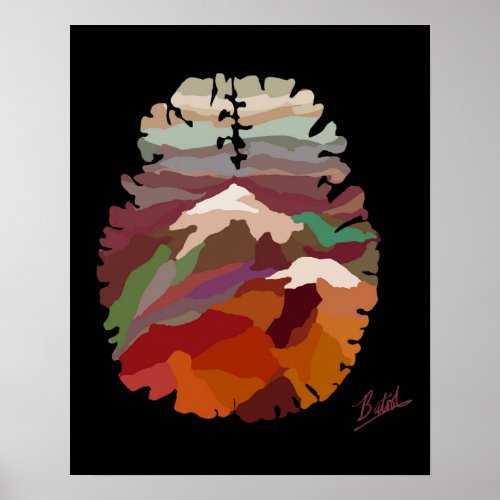 Warm Colors Mountain Poster