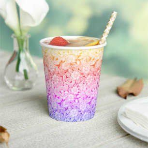 Warm Colors of The Rainbow Vintage Wedding Lace Paper Cups