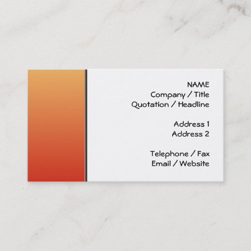 Warm colors, plain design. business card