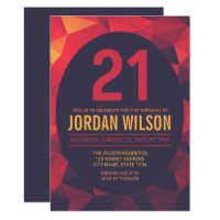 Warm Colors Polygon Modern 21st Birthday Card