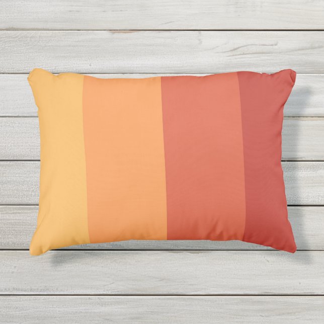 Warm colors - retro shades stripes  outdoor pillow (Front)