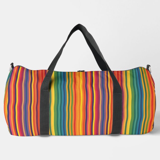 Warm Colors Stripe Pattern Duffle Bag (Front)